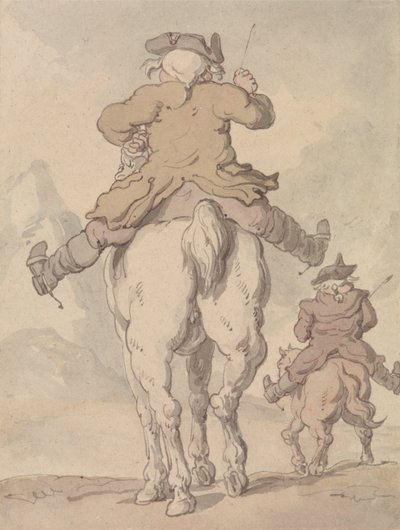 Zwei Männer zu Pferd von hinten gesehen von Thomas Rowlandson